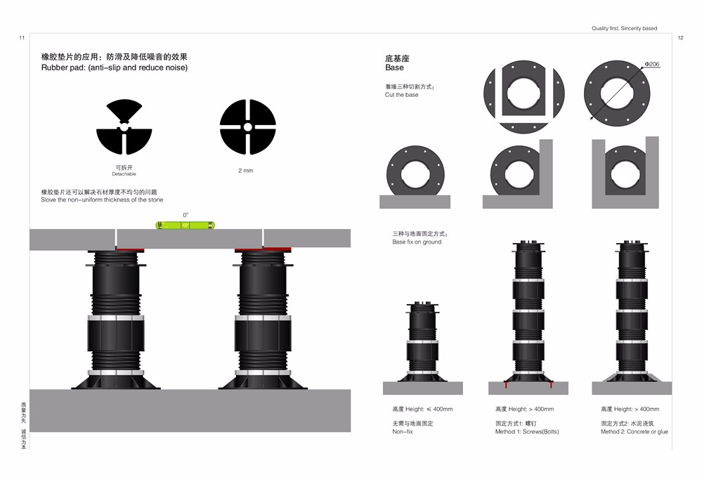 Adjustable plastic pedestal for raised outdoor floor support