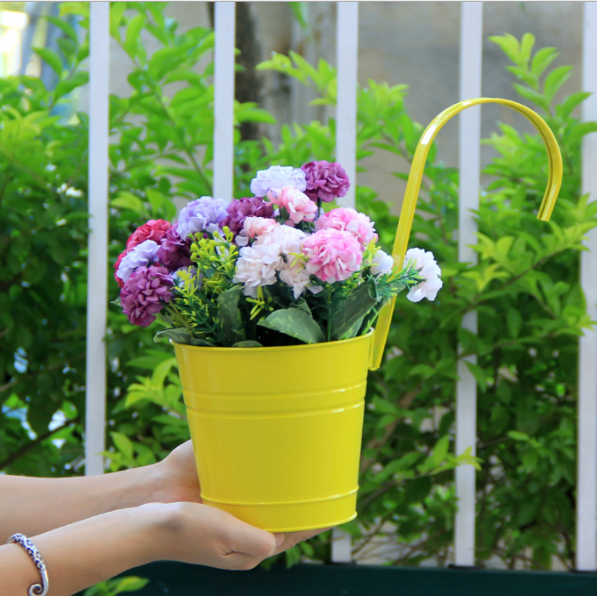 Tin Metal Iron Colorful Hanging Succulent Flower Planter Pots Bucket