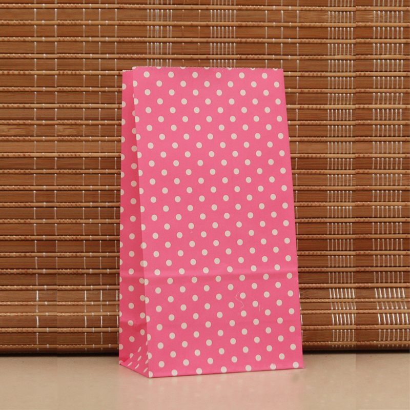 Striped Polka Dot Paper Gift Bags Tea Powder Nut Food Cookie Packaging Bags Gift Sweet Candy Handle Bag For Children