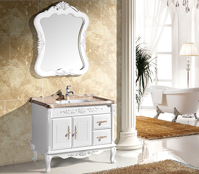 New luxury white wash basin antique bathroom cabinet 1000x480mm ceramic cosmetic display cabinet with mirror