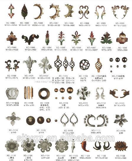 Popular ornamental wrought iron rail head iron components