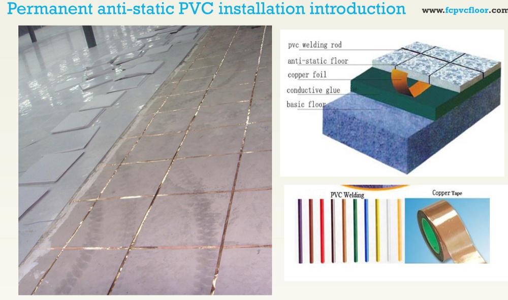 Wear resistant industrial ESD tile conductive & anti-static flooring plastic floor tile ESD