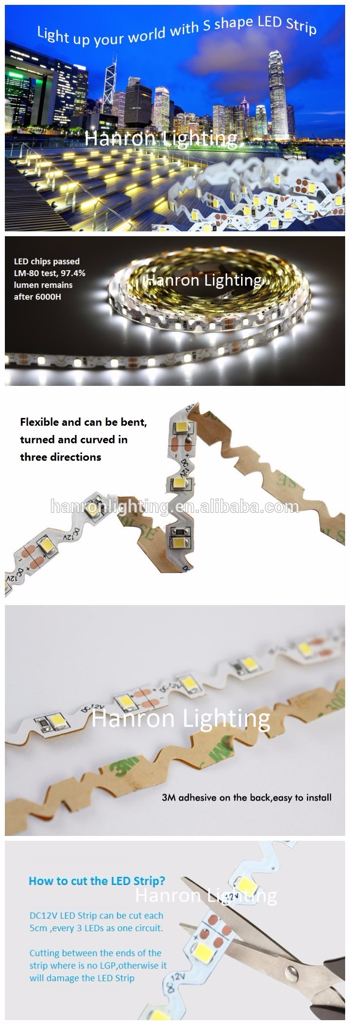 smd 2835 S shape type 12V signage LED strip light for Backlight advertising Channel Letters Signage LED Module