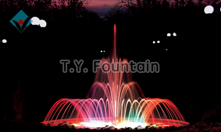 Pond dancing water fountain