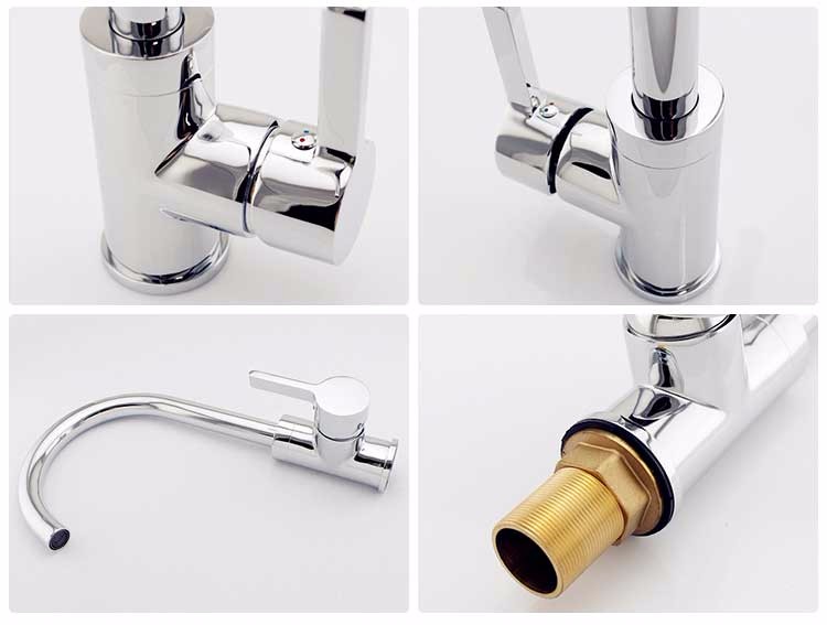 one handle chrome upc faucet in kitchen