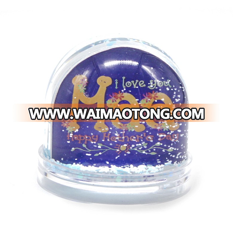 Custom made plastic water globe with photo insert snow globe photo frame