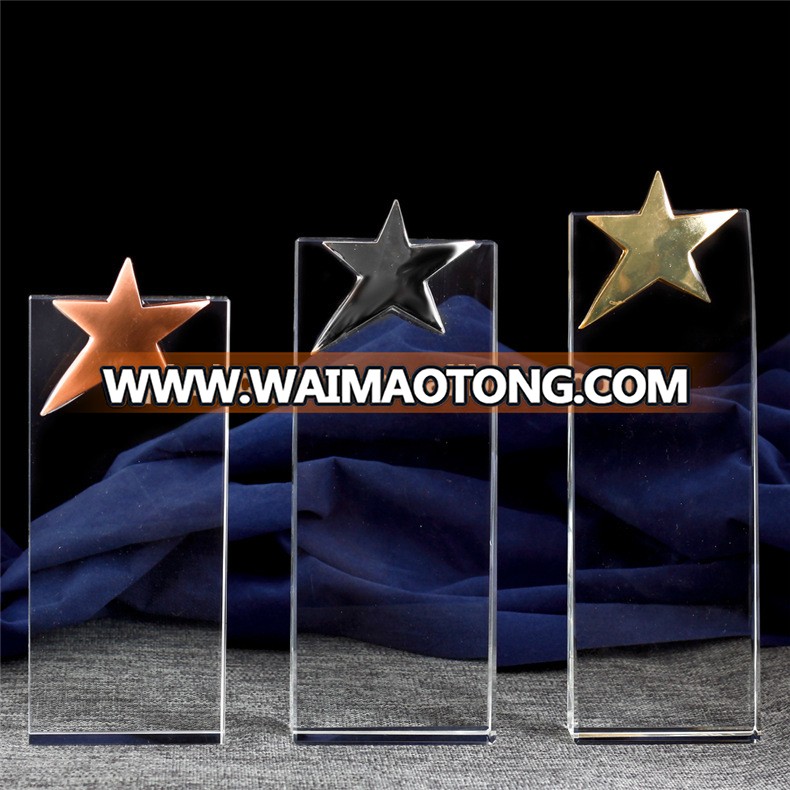 MH-JB088  crystal trophy with five pointed star award medal