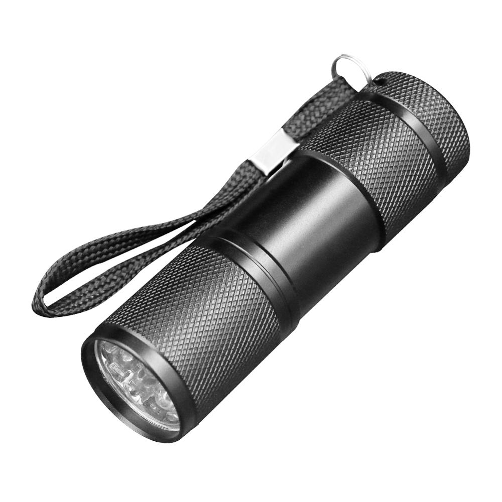 High Quality UV Blacklight Aluminum Alloy 3*AAA Battery Best UV Flashlight 9 Led UV Torch Light