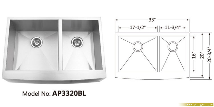 Korea handmade kitchen sink, Custom size stainless steel handmade sink, R5 corner and 160mm strainer