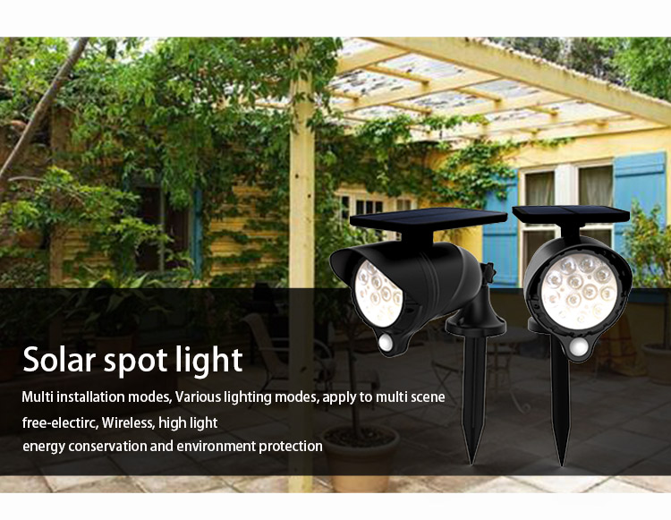 Waterproof IP65 12 leds adjustable motion pir sensor outdoor garden lawn lamp solar power spot lights