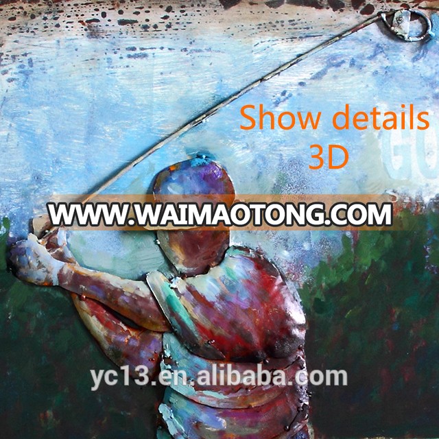 home decoration the working golfer man 3D Metal wall art painting on iron panel