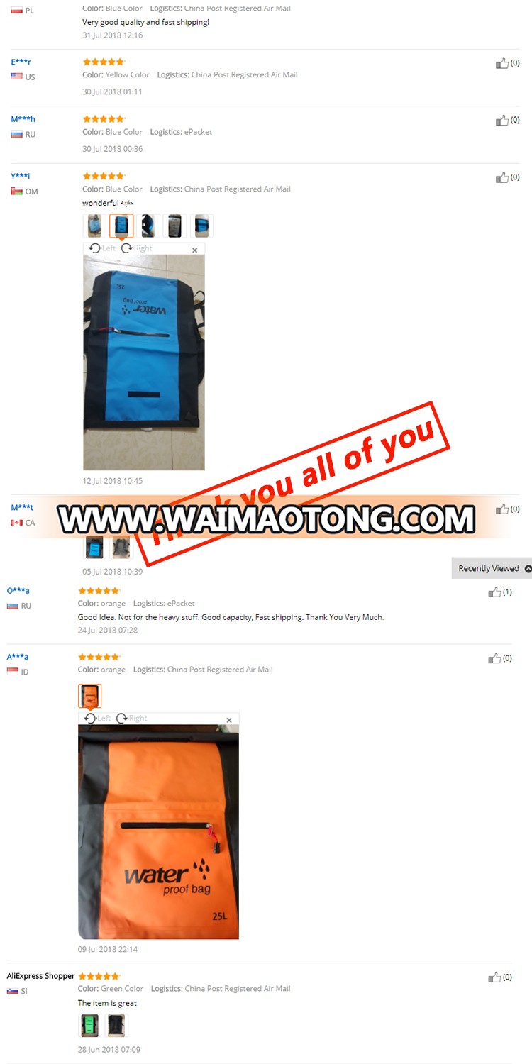 25L 7 Color Waterproof Outdoor Sports PVC Travel Custom Logo Dry Folding backpack