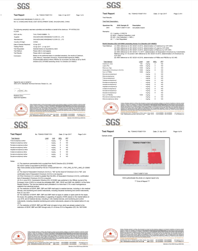 China  products tennis court PP flooring