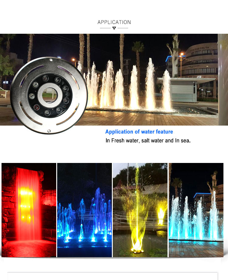 Top Quality 27W 12V IP68 316SS RGB LED Fountain Nozzle Light