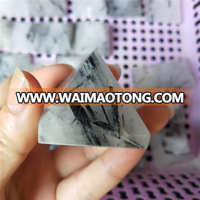 natural black hair quartz crystal pyramid