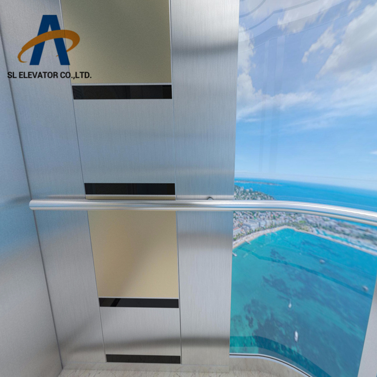 Glass wall panoramic elevator with stainless steel structure