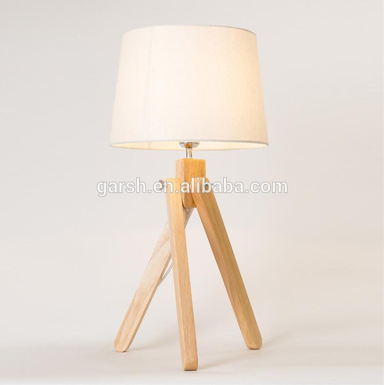 Modern Nordic Table Lamp Fabric Wooden Base Desk Lighting For Bedside