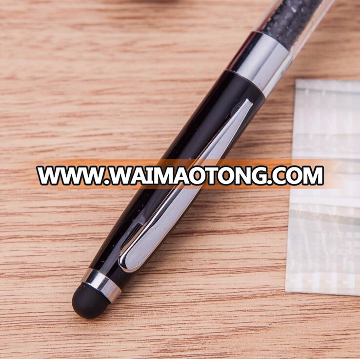 crystal promotional advertisement business signature of ballpen with touch screen head stylus ballpoint pen