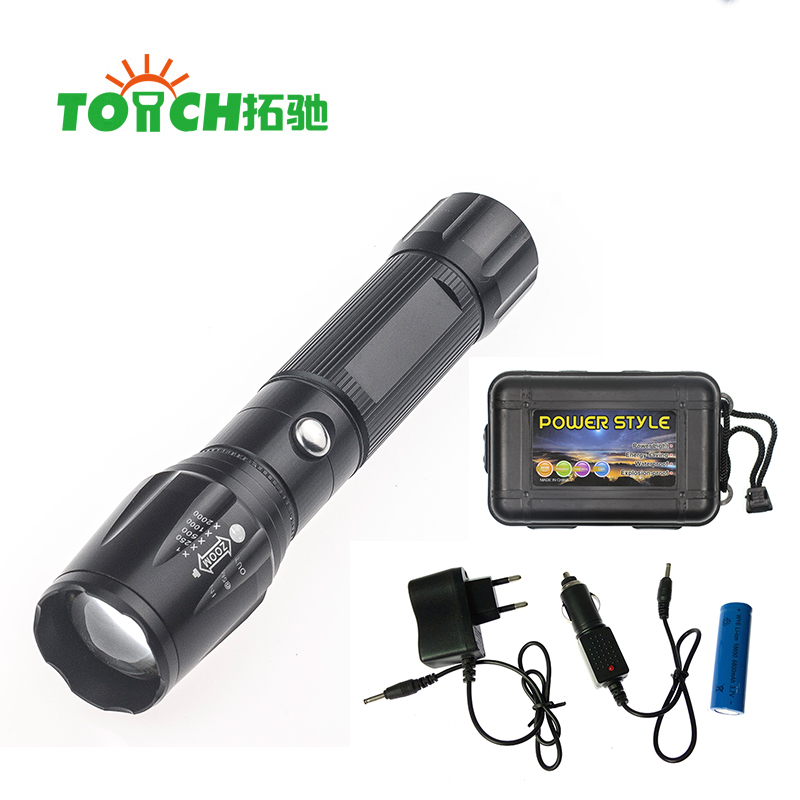 High power police aluminum alloy body material rechargeable 18650 battery or AAA dry battery zoomable LED flashlight torch light