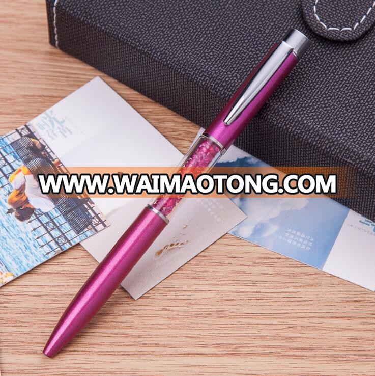 crystal diamond on top metal body promotional advertising ballpoint pen business signature office ball pen