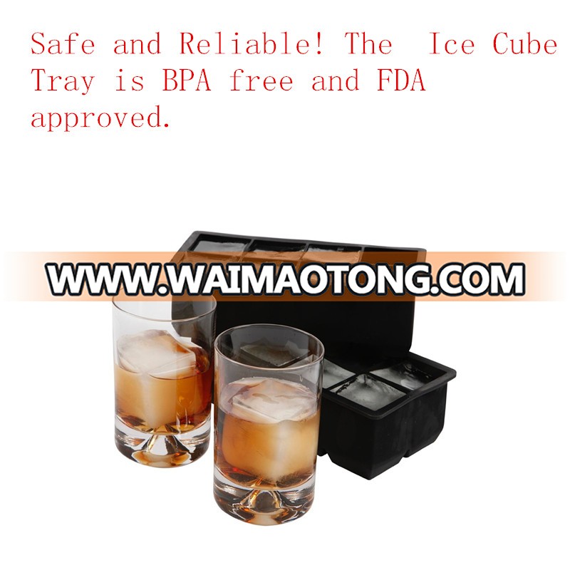 Large Ice Cube Tray for Whiskey - Silicone Ice Mold Maker - Molds 8 X 2 Inch Ice Cubes (2 Pack)