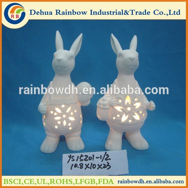 Easter decoration LED rabbit ceramic easter bunny for spring