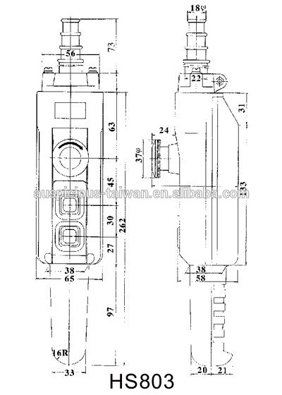 HS803 Pistol Grip Hoist Waterproof Push Button Pendant Switch with Emergency Stop