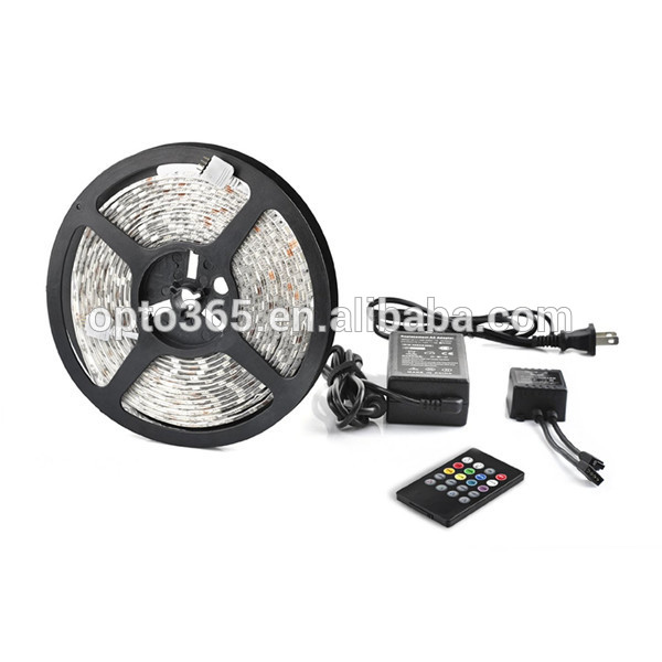 Music RGB LED Strip Light 16.4 Foot 5 Meter 5050 SMD Waterproof with 20Key Music IR Remoter Controller (300 LEDs, 60W)