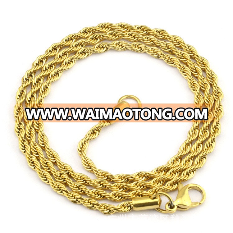 Wholesale 2mm twisted rop chain necklace 316L stainless steel jewelry