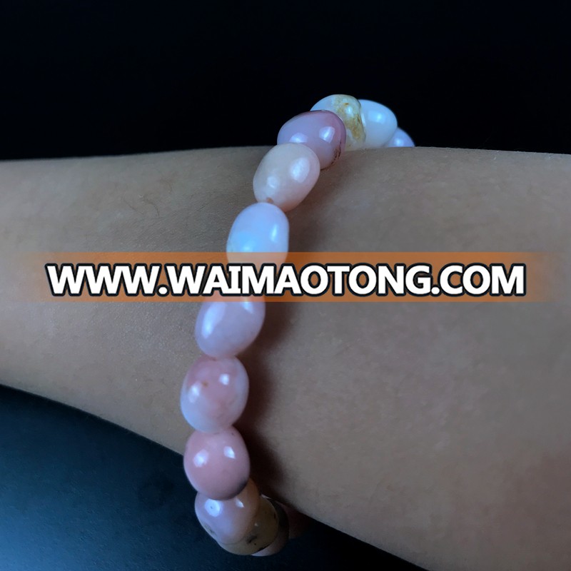 High quality natural pink opal tumble stone bracelet