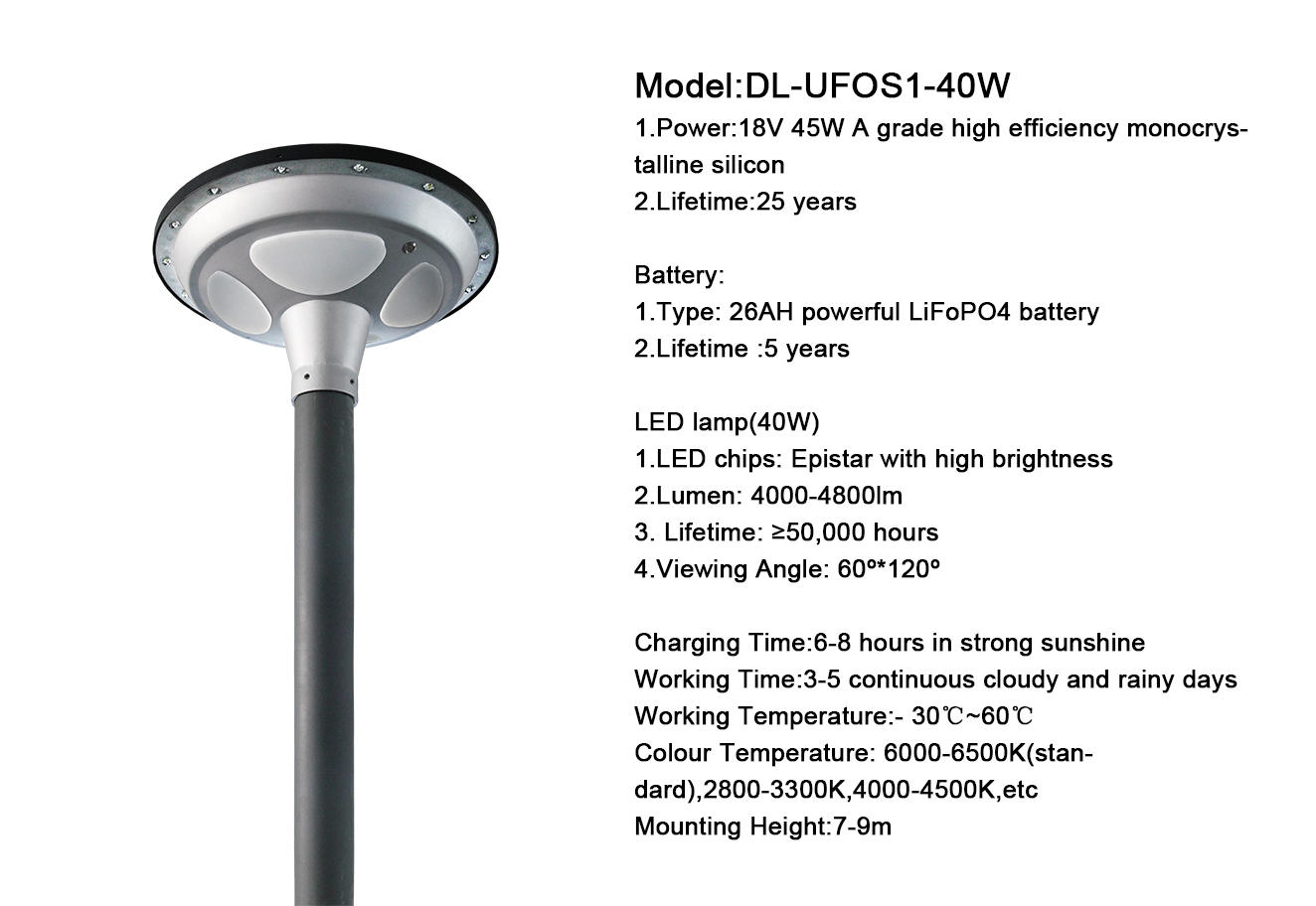 40w led all in one ufo solar led street light solar powered motion sensor light for garden