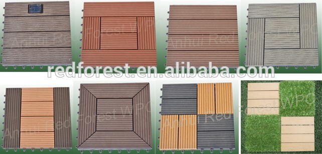 Bamboo plastic outdoor and indoor wpc tiles decking flooring