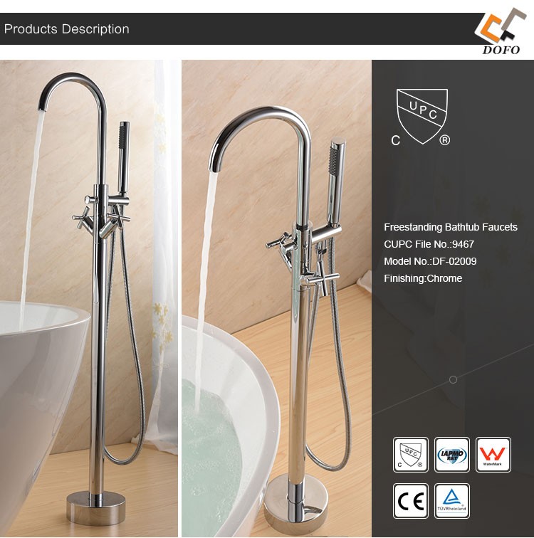 cUPC Simple Fashion Double Handle Floor Mounted Bathtub Faucet