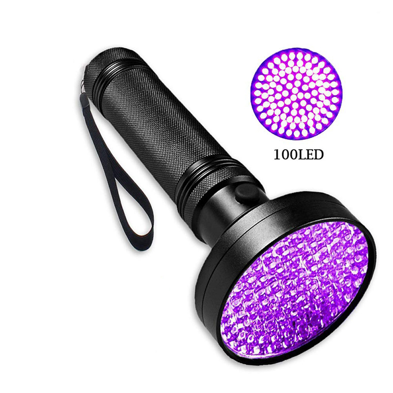 UV black light 100 LED hand lamp 395nm UV flashlight