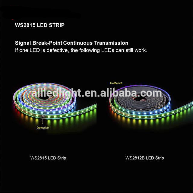 DC12V WS2815 pixel led strip light,Addressable Dual-signal Smart,30/60 pixels/leds/m Black/White PCB,IP30/IP65/IP67