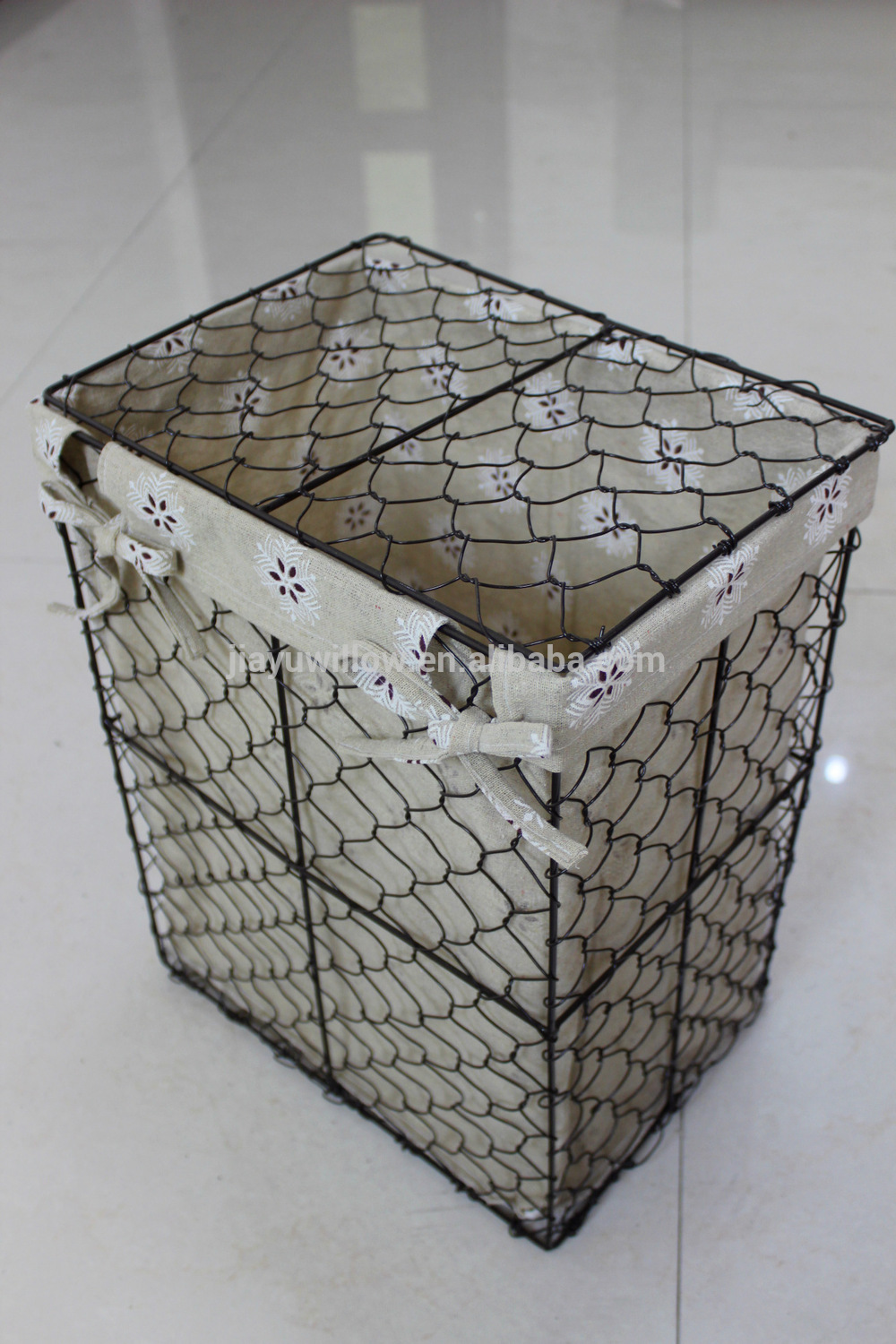 handmade wire storage basket with cover wire laundry basket with fabric liner wholesale