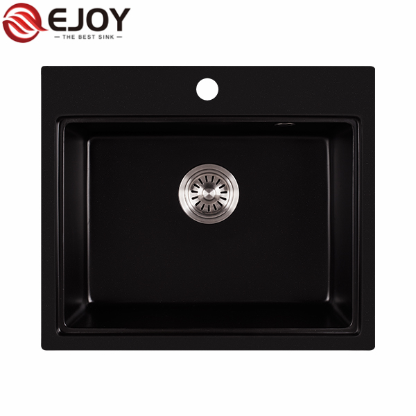 EJOY High Quality black quartz sink Customized quartz kitchen sinks