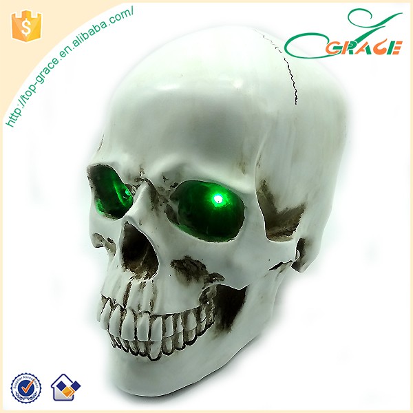 Day Of The Dead souvenir resin skull head with light up eyes resin skull