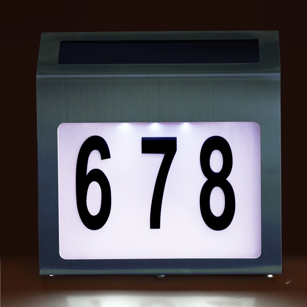 quality solar number light address sign Doorplate lighting outdoor wall