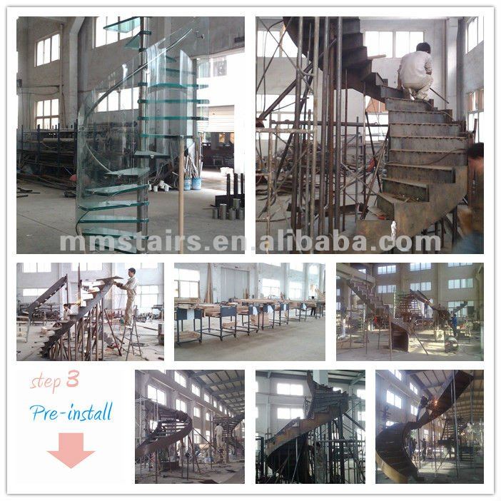 Residential Steel Stairs with Glass Railing