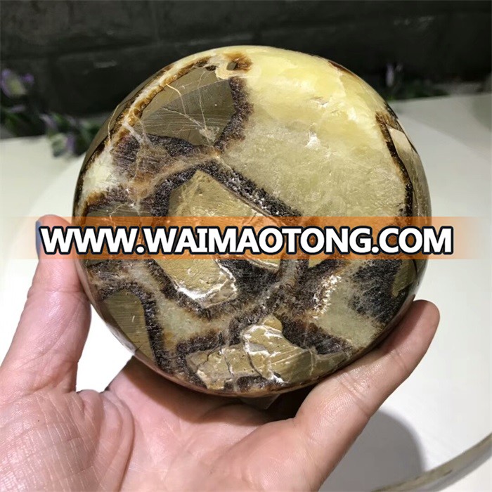 Wholesale natural septarium carved and polished circle ashtray and ink slab