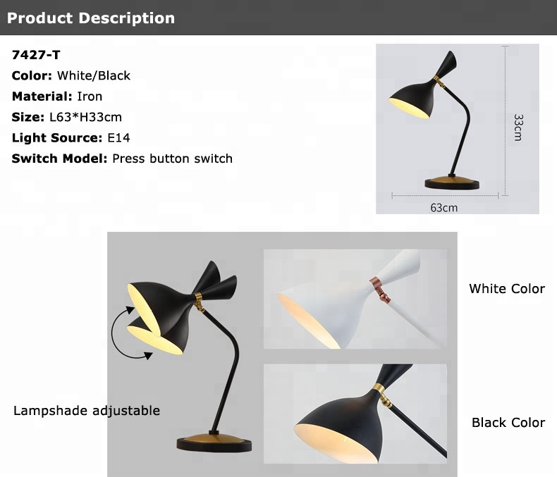 black white gold color metal wall lamp