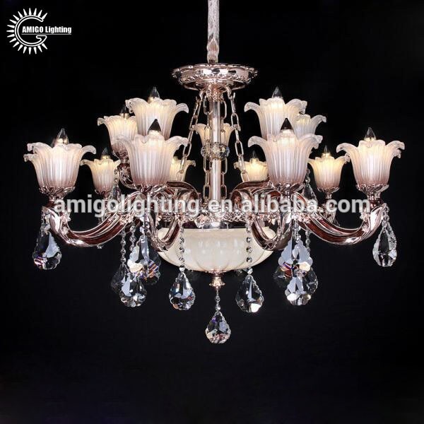 modern led flower crystal chandelier with handmade flower glass shades A6625-8