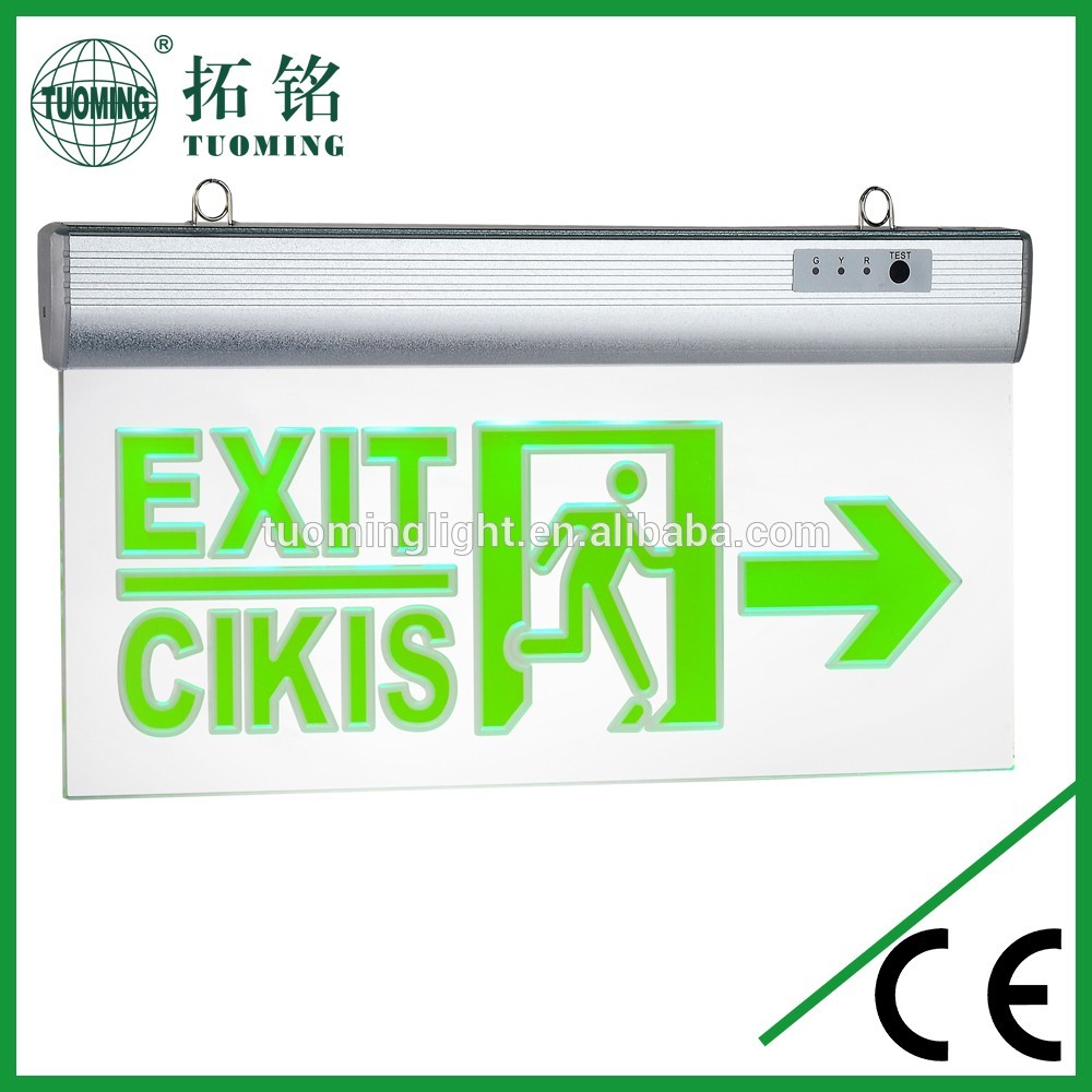 2 hours emergency battery backup acrylic led emergency escape indicator light exit sign lighting