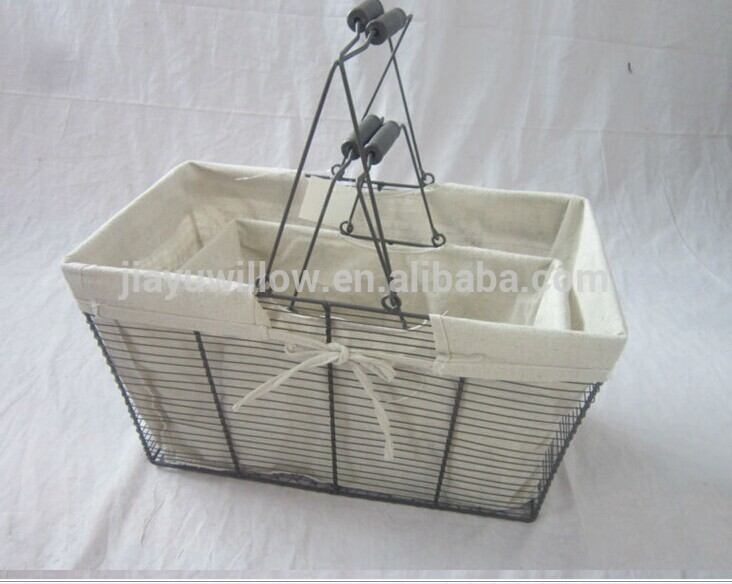 handmade rustic wire basket wire laundry basket wire easter basket with fabric liner wholesale