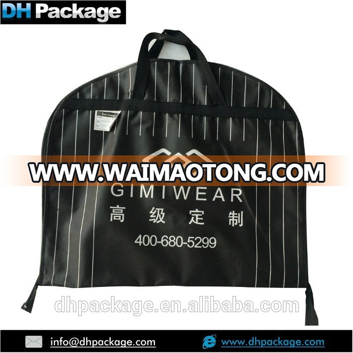 black custom printing wally garment bag, high quality wardrobe bags, non woven wedding garment bag