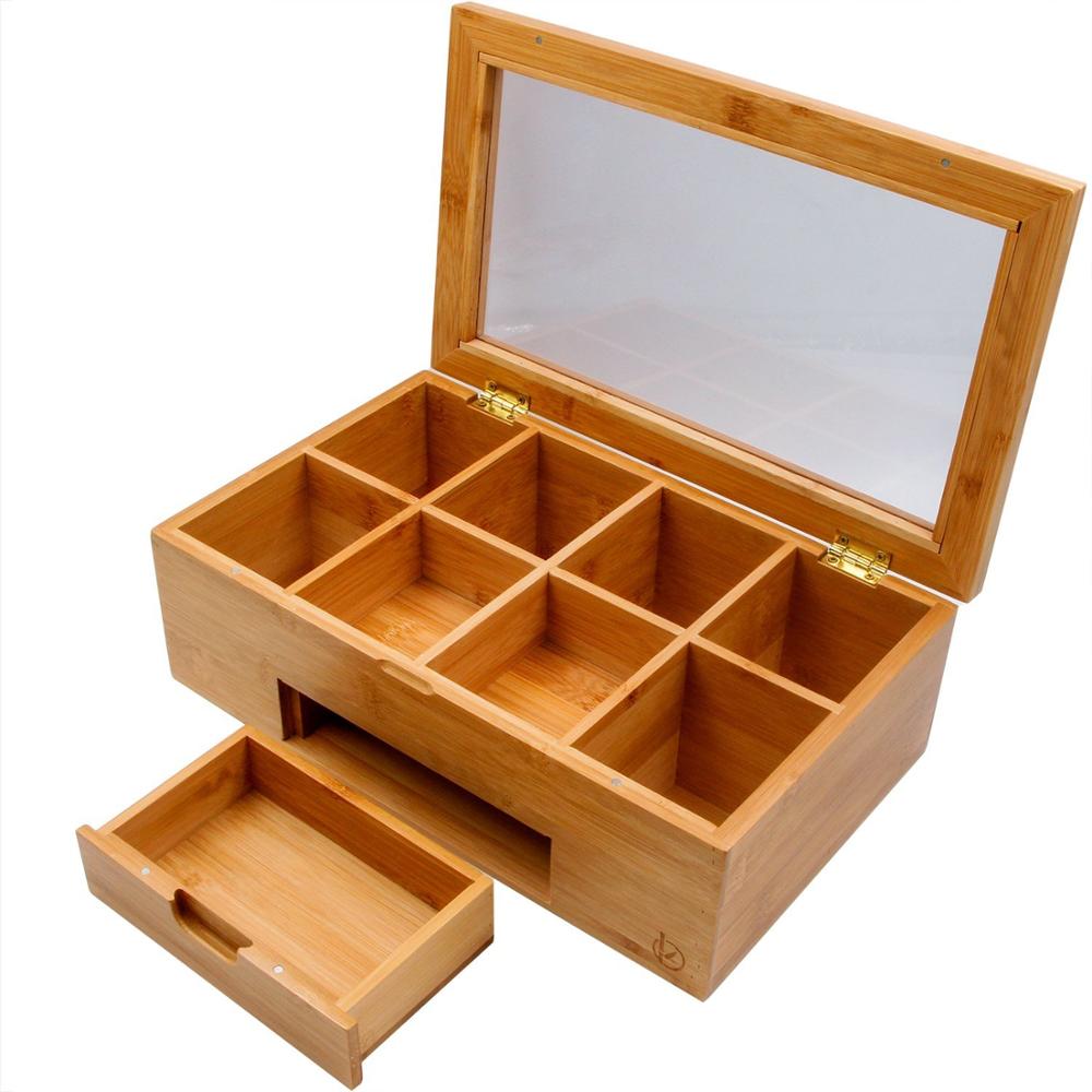 Keepsake Trinket 8 Compartments Handmade Decorative Bamboo WoodenTea Box