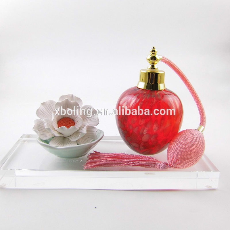 Unique Fashion Ceramic Flower Fragrance Diffuser Perfume Bulb Spray Atomizer Perfume Glass Bottle Set