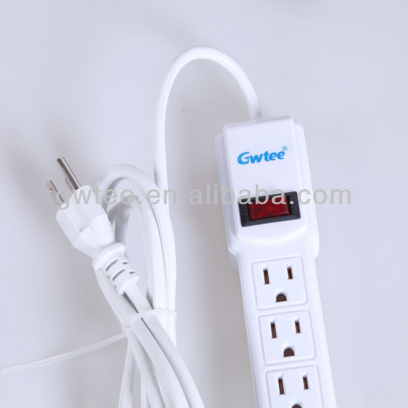 7 way multi outlet American electrical extension cord socket