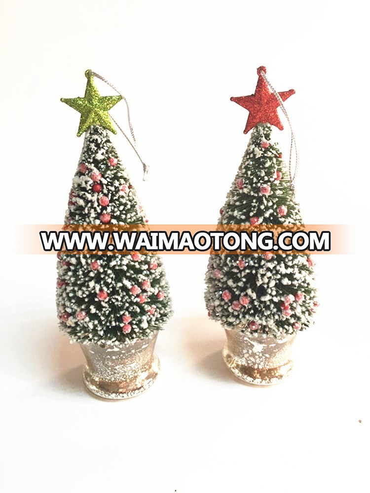 Mini christmas sisal tree with glitter star for crafting and displaying